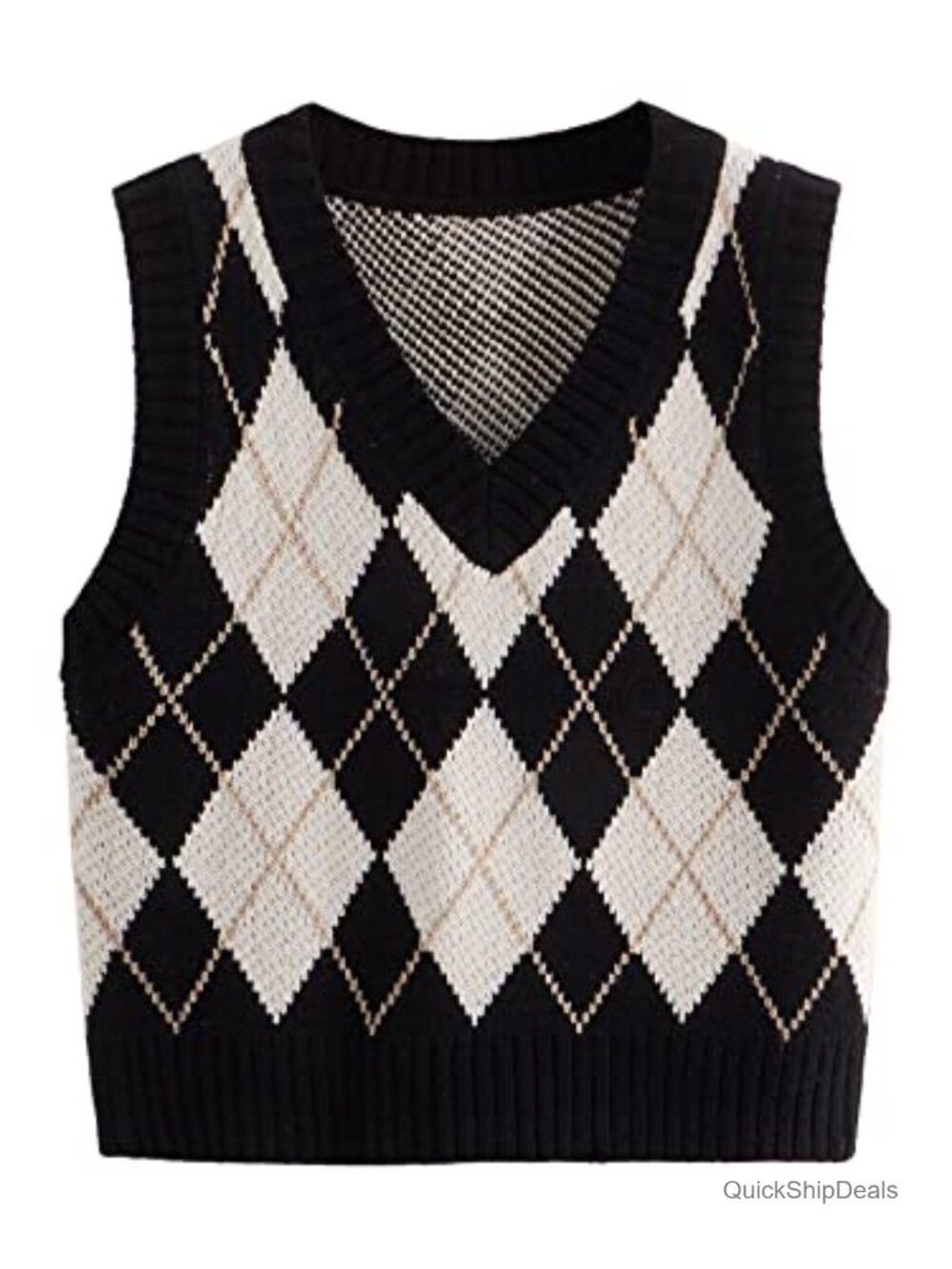 Sleeveless V Neck Knit Sweater Vest Crop Top